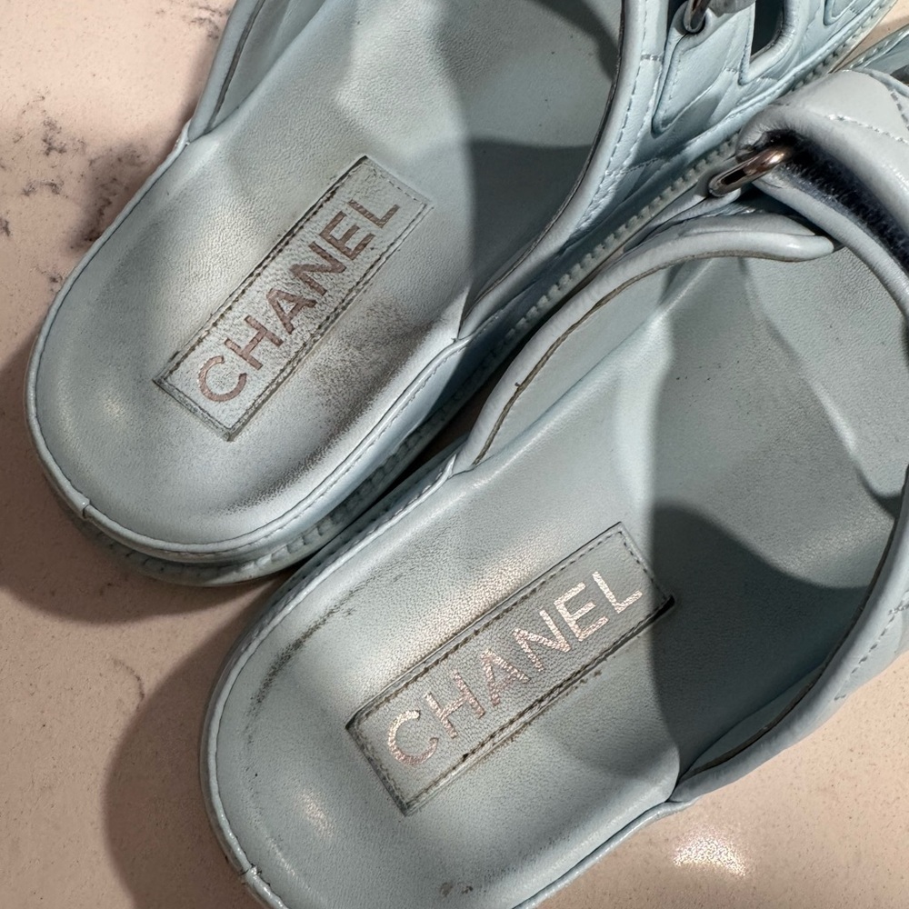Chanel Blue Quilted Sandals 37 - Picture 4 of 12